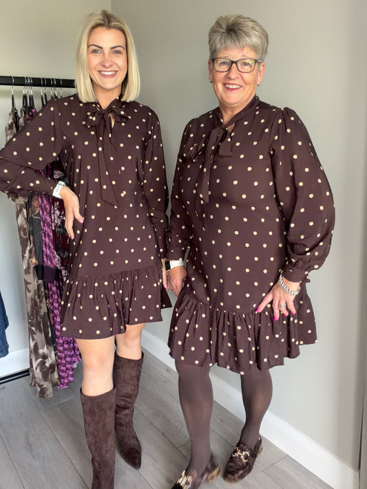 Rant & Rave Annabelle Brown Dot Dress