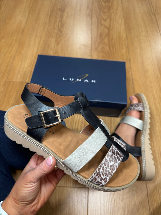 Lunar Jayla Black Animal Sandal