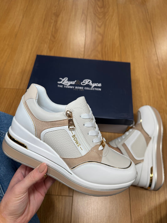Tommy Bowe for Her Gunter White/Beige Wedge Trainer