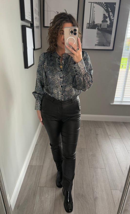 Freequent Black Leather Cigarette Trouser