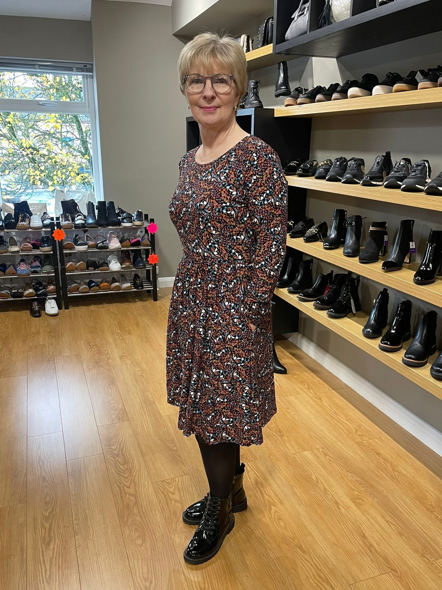 Brown Butterfly Print Soft Touch Dress