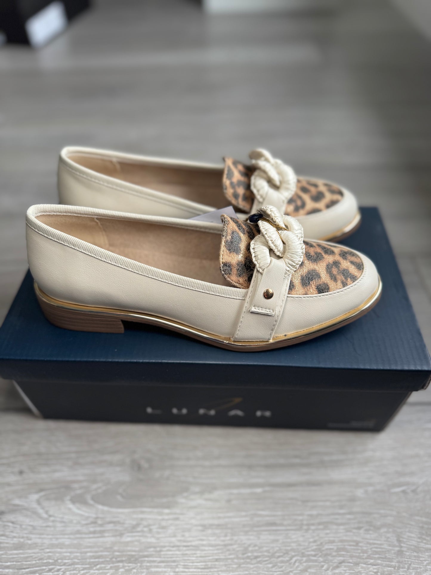 Lunar Sara Beige Animal Print Loafer