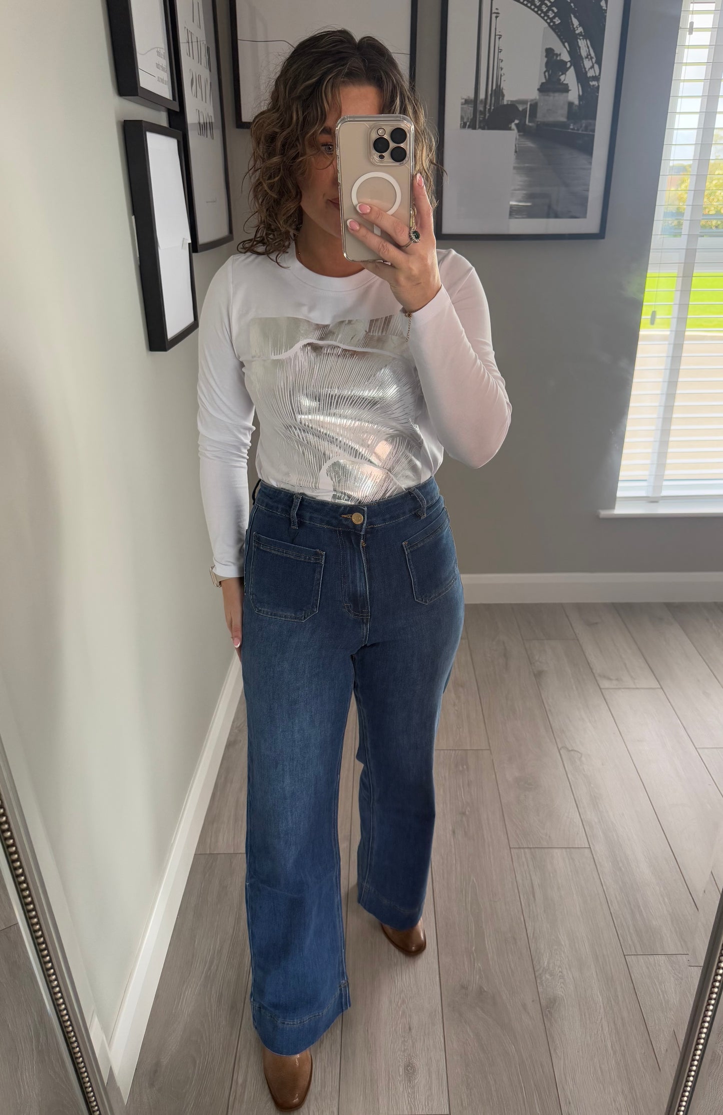 Rant & Rave Cristal Mid Wash Wide Leg Jean