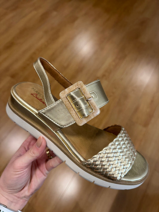 Marco Tozzi Gold Velcro Wedge Sandal