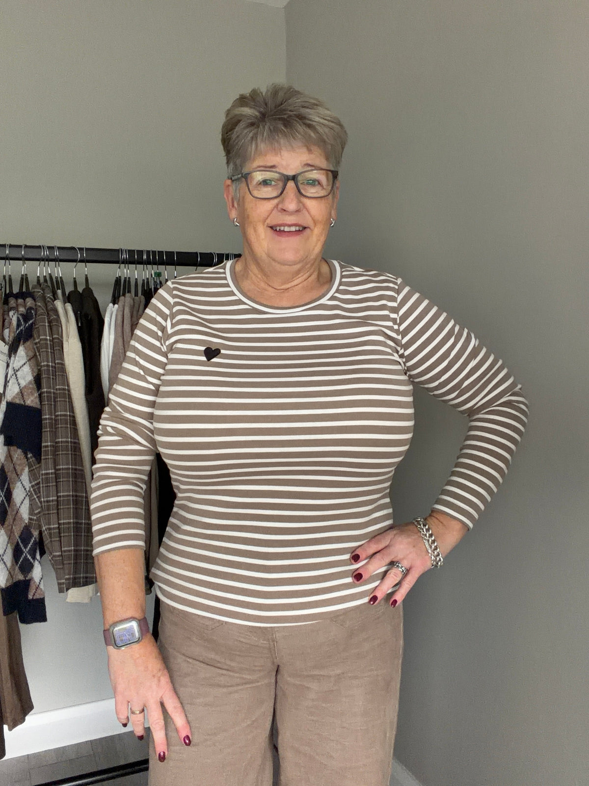 Kaffe Liddy Desert Taupe/Chalk T-Shirt