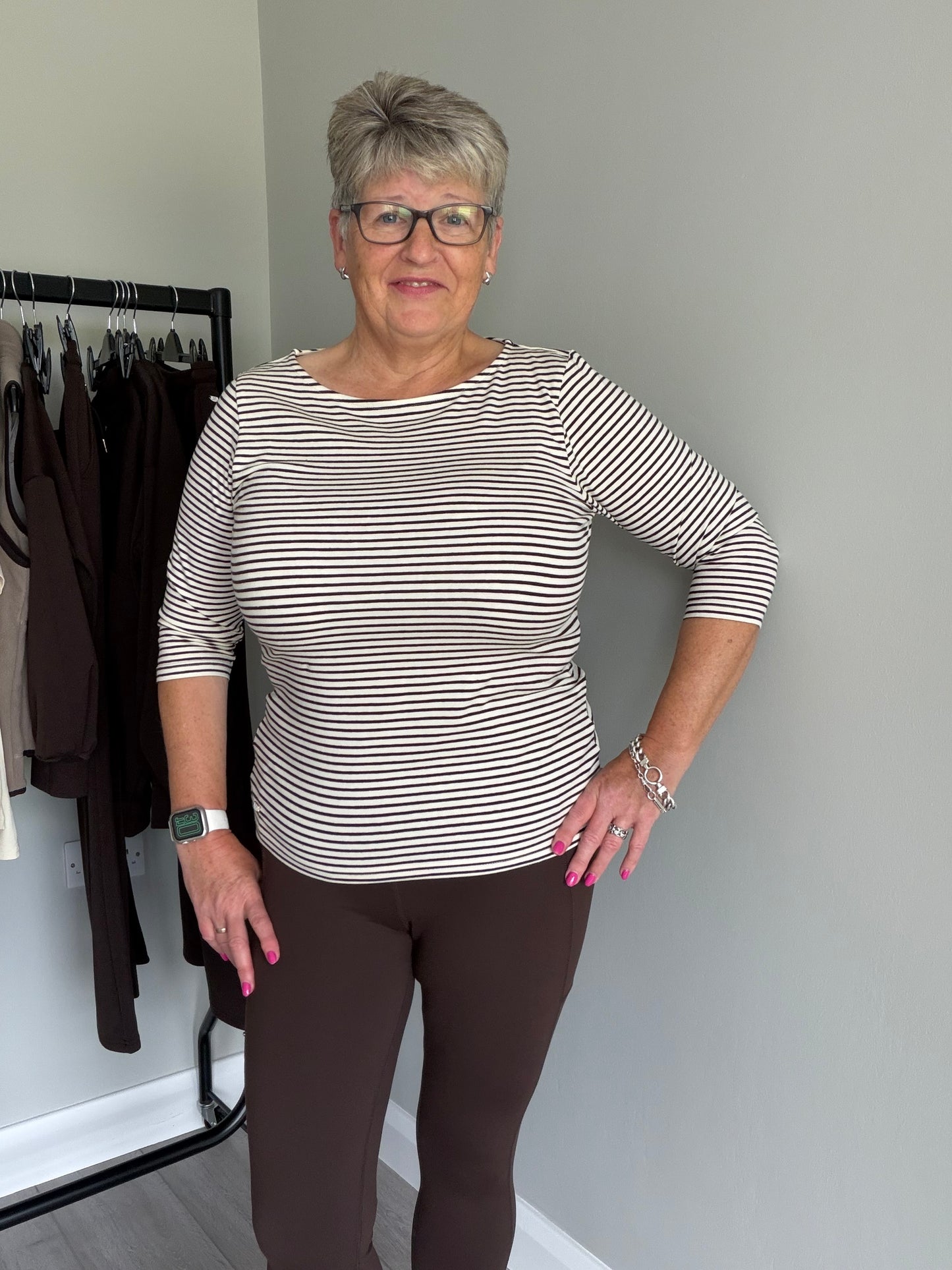 Relax & Renew Paloma Chocolate Stripe Tee
