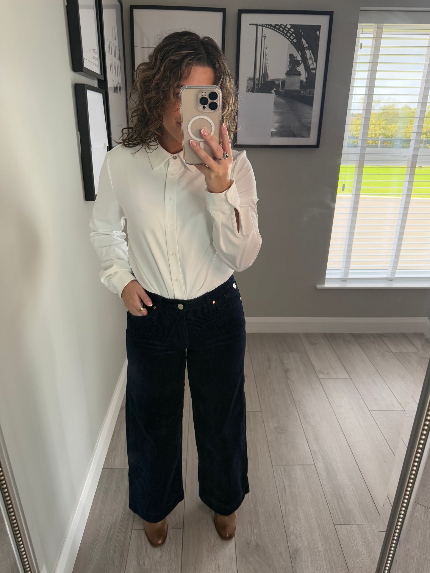 Rant & Rave Rochelle Navy Wide Leg Cord