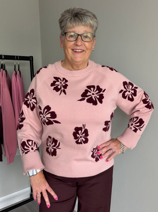 Freequent Mauve/Port Print Jumper