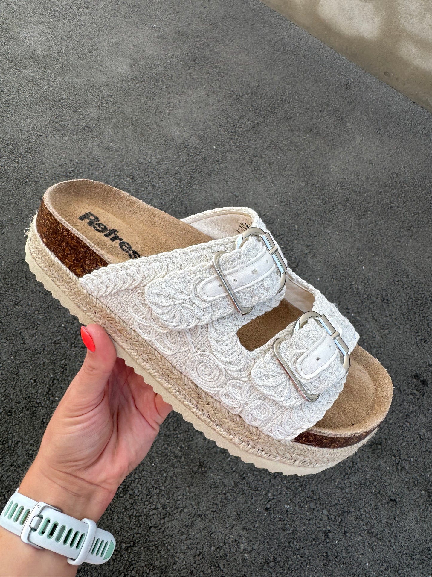 Refresh Beige Lace Espadrille Slider
