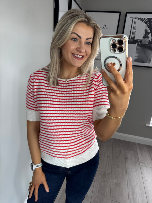 Freequent Tomato Striped SS Jumper