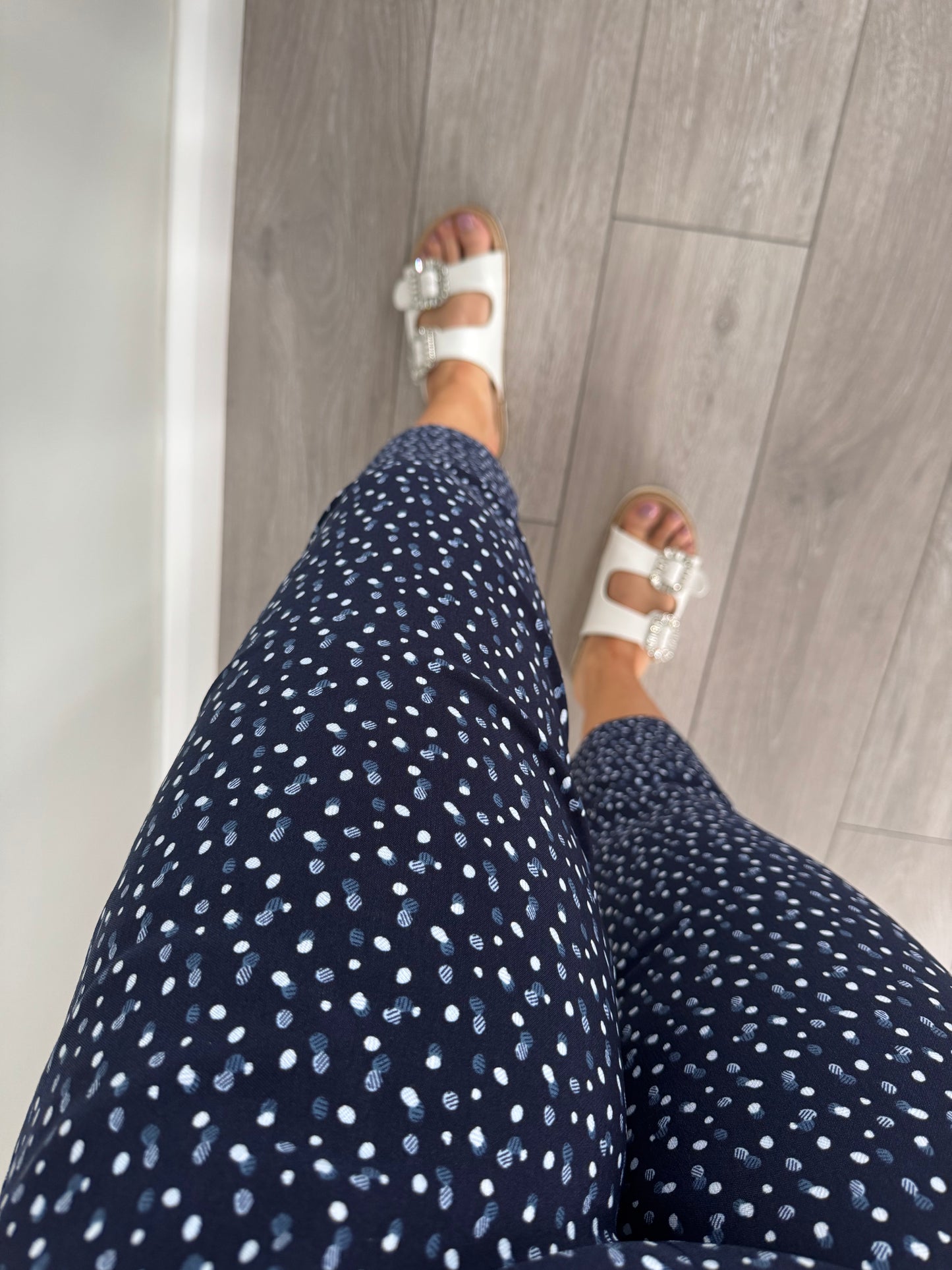 Claudia Navy Speckled Crop Trouser