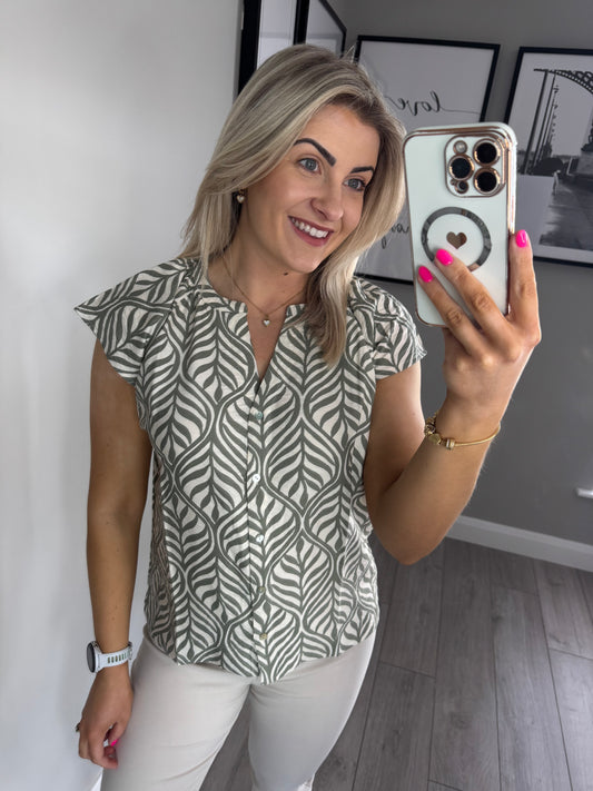 Khaki/Beige Print Top