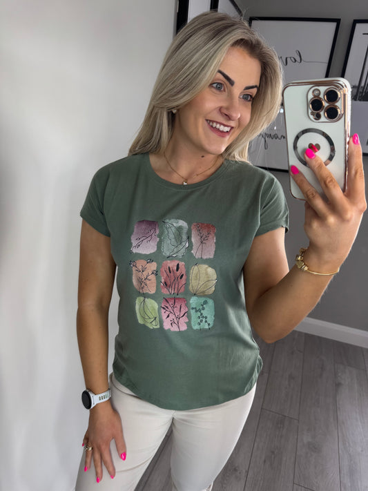 Khaki Green Motif Tee