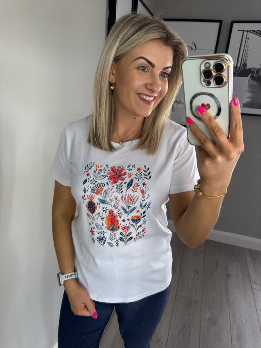 Claudia White Sparkle Motif Tee
