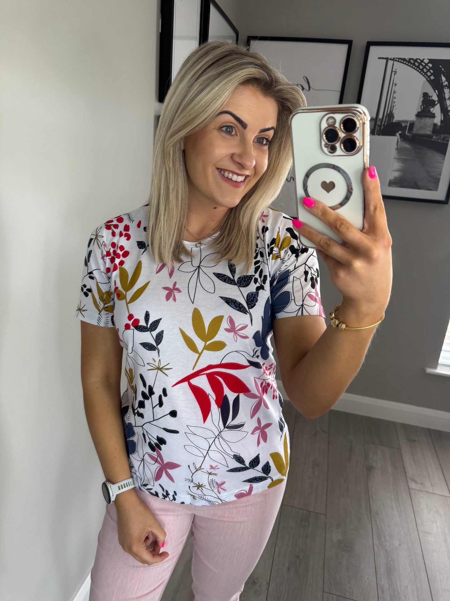 White Multi Leaf Tee