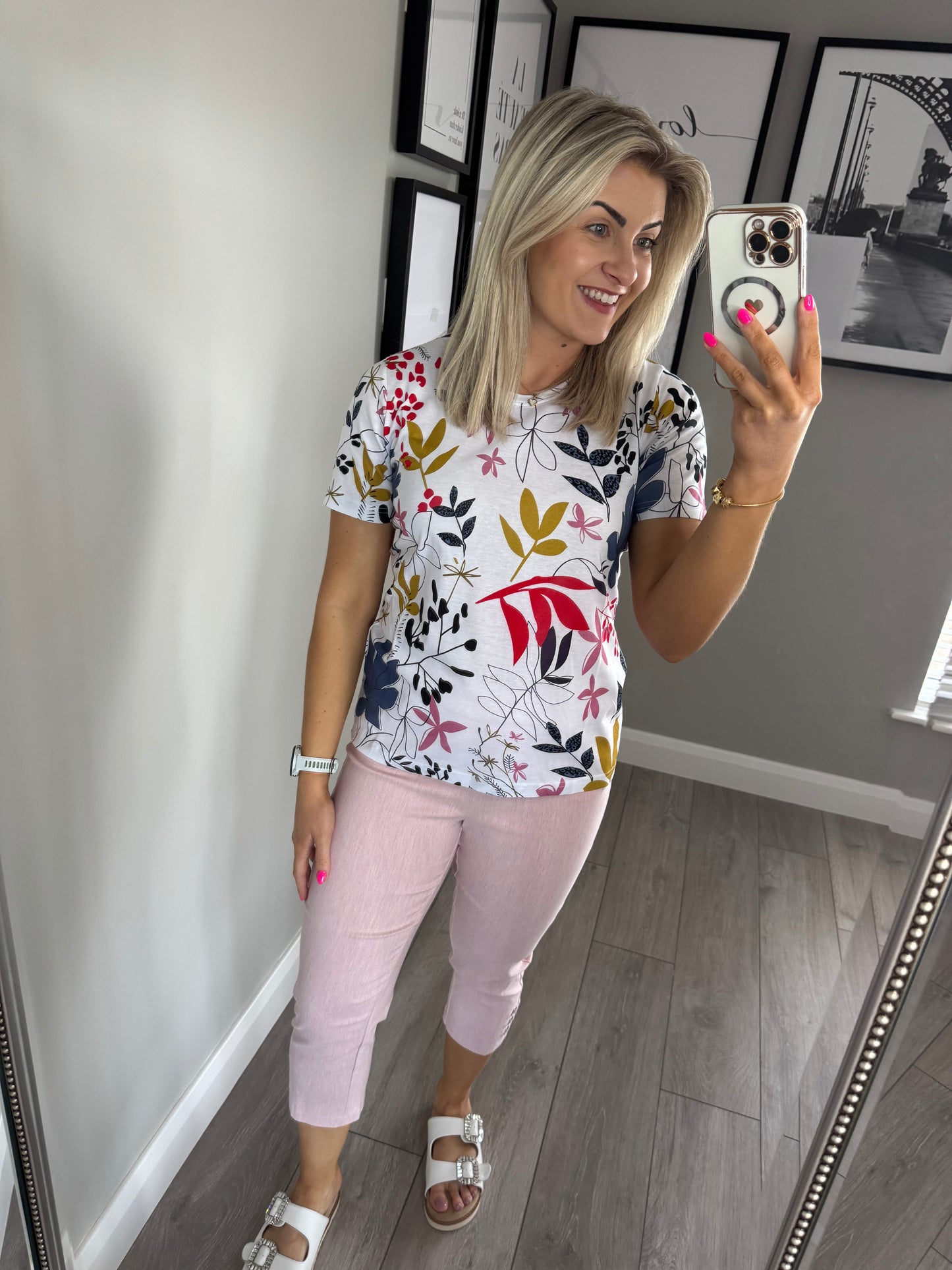White Multi Leaf Tee