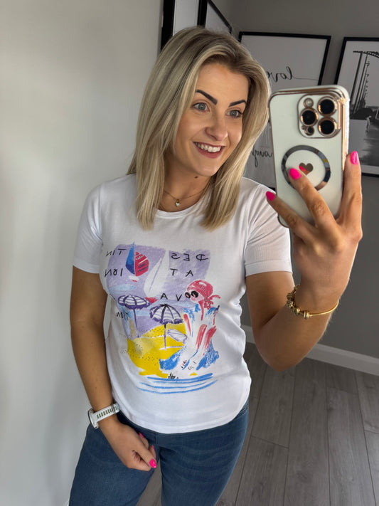 White Seaside Motif Tee