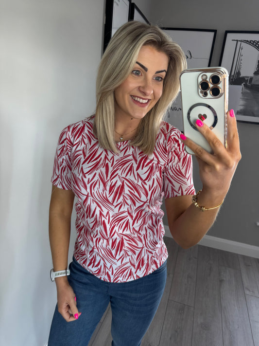 Red/White Print Tee