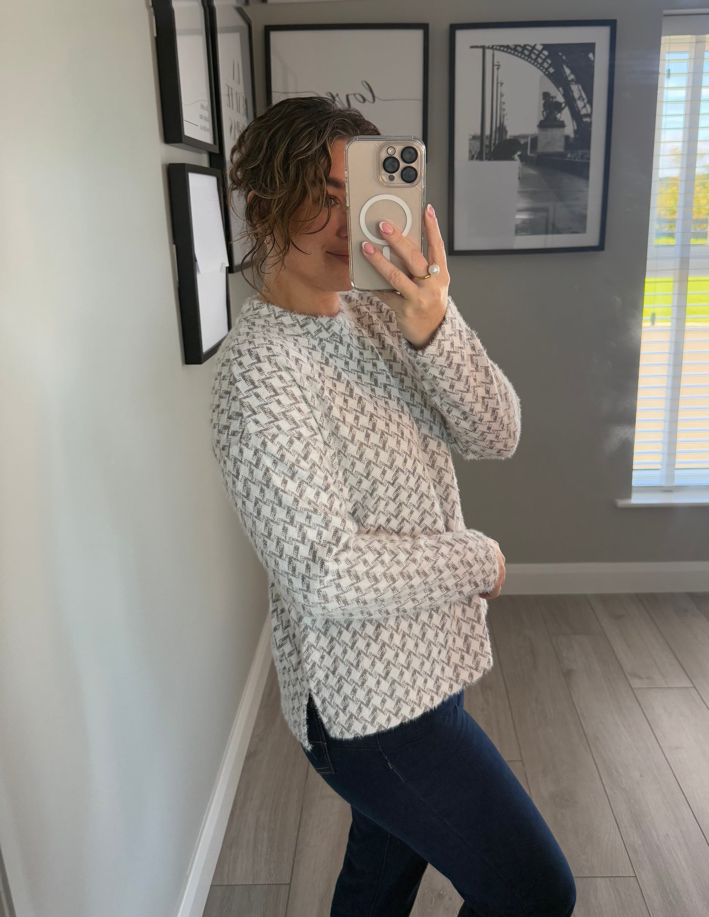 Grey/White Soft Jumper