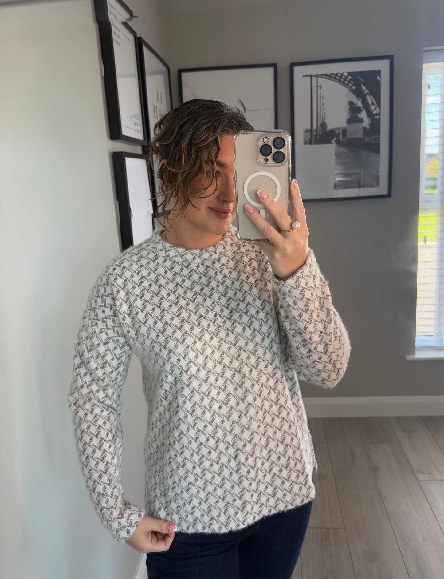 Grey/White Soft Jumper