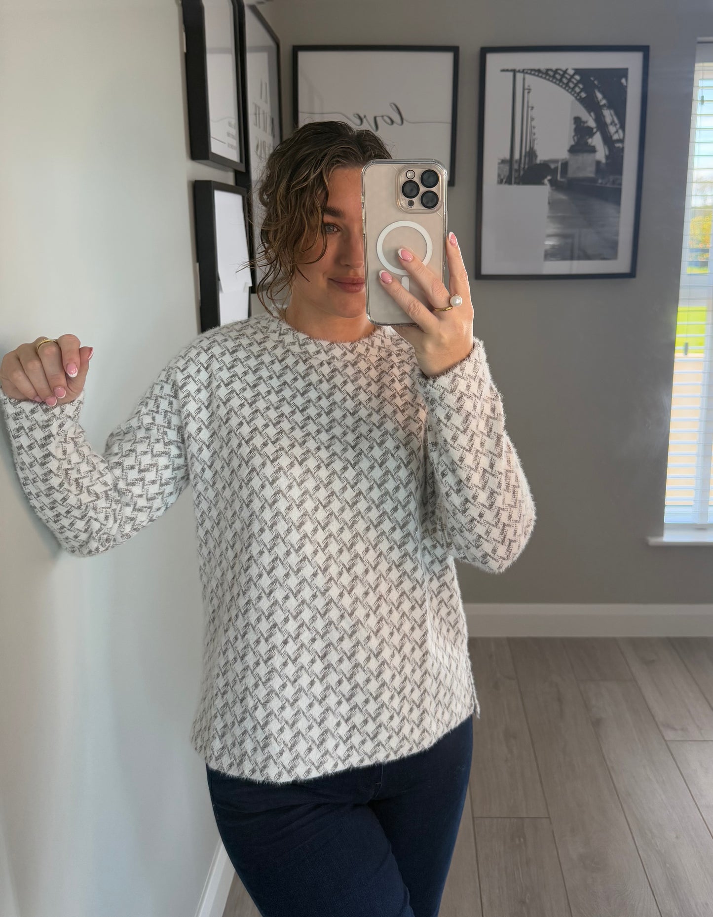 Grey/White Soft Jumper