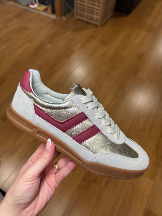 Redz Beige/Wine/Gold Trainer