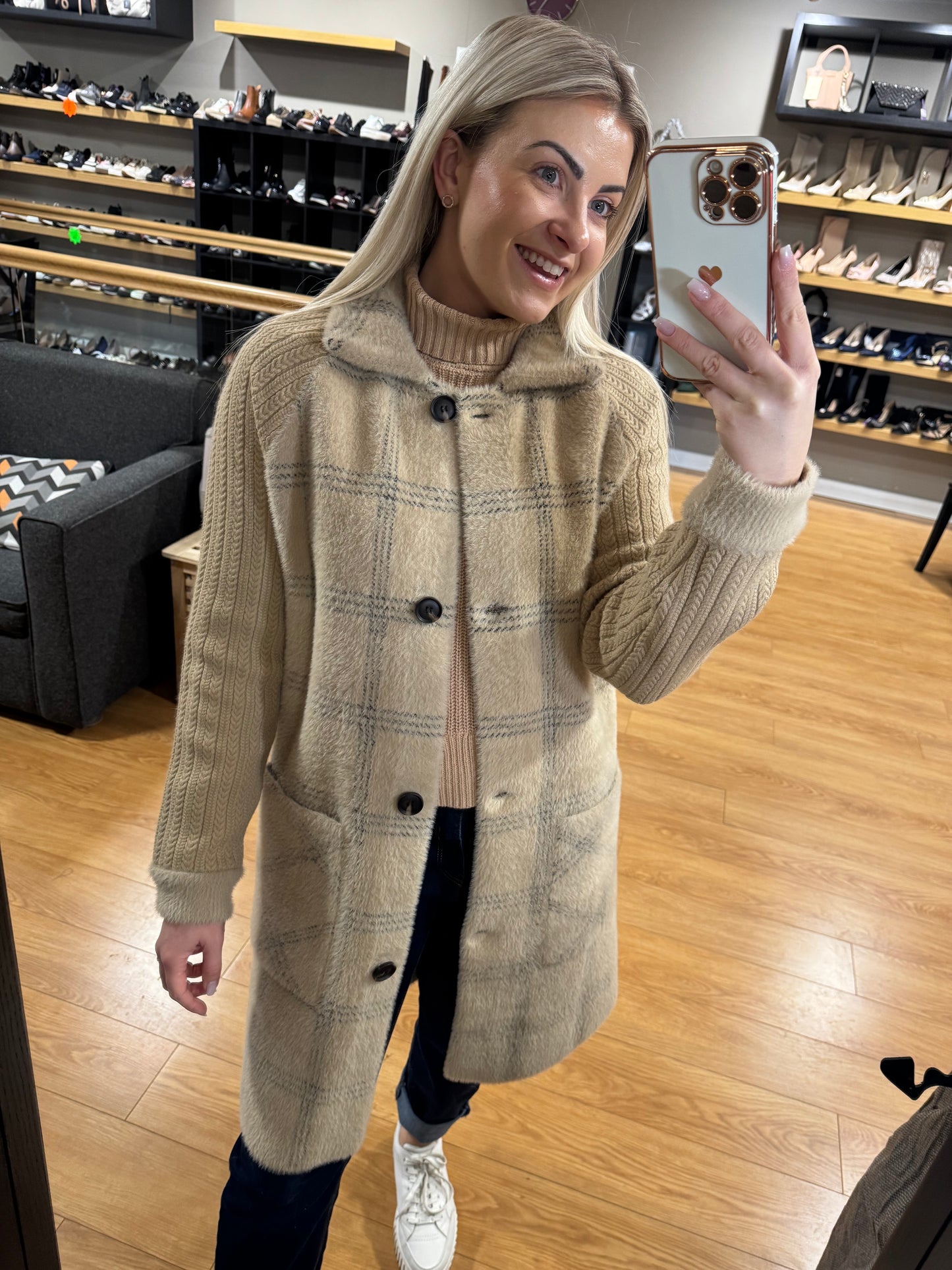 Beige Mohair/Knit Cardigan