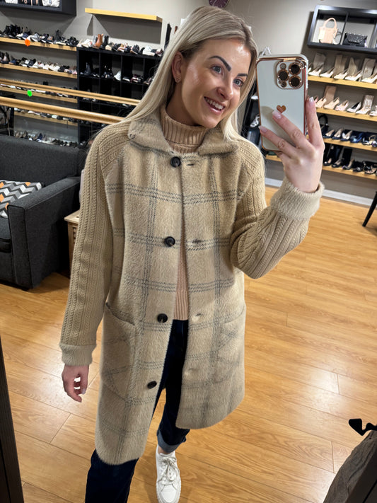 Beige Mohair/Knit Cardigan