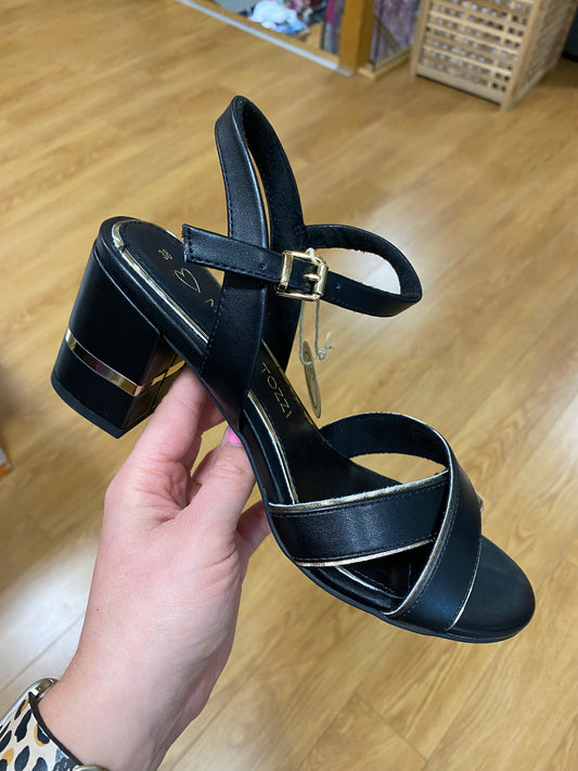 Marco Tozzi Black/Gold Heeled Sandal