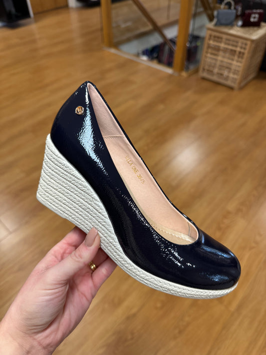 Zanni & Co Sila Cobalt Patent Wedge