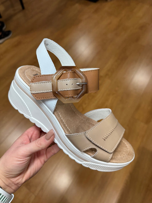 Redz Beige/Tan Velcro Wedge Sandal