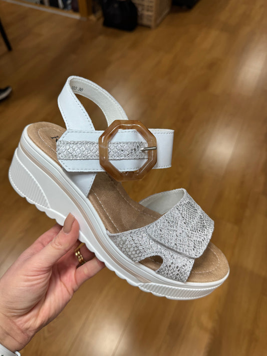Redz White/Silver Velcro Wedge Sandal