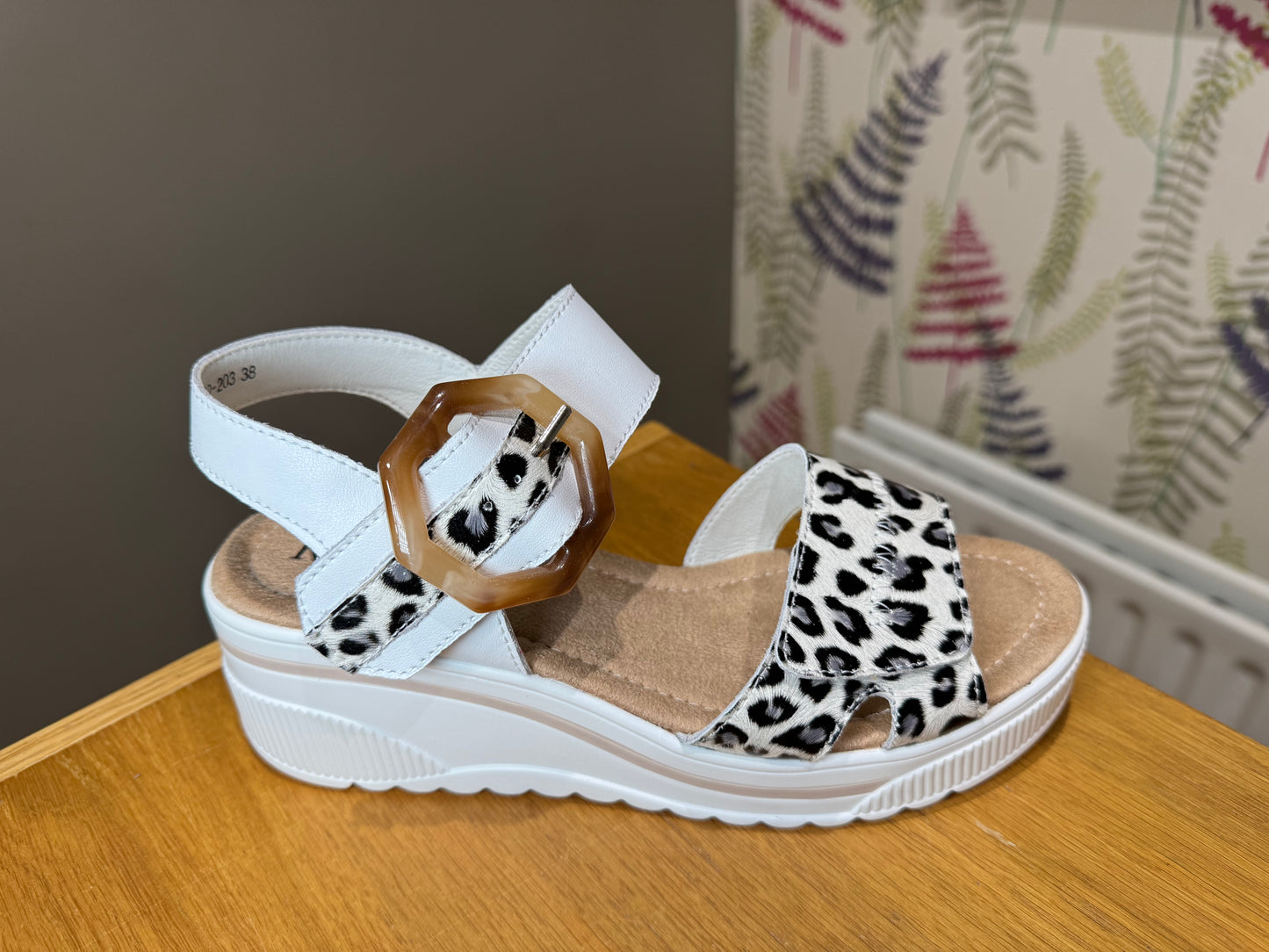 Redz White/Animal Velcro Wedge Sandal