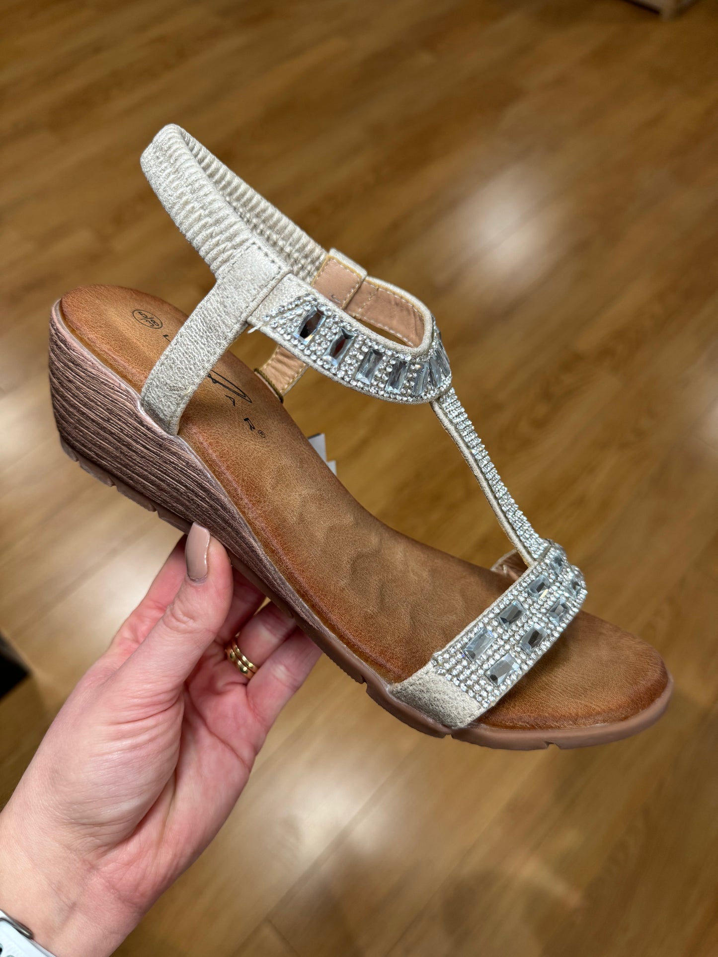 Lunar Macie Silver Diamanté Wedge Sandal