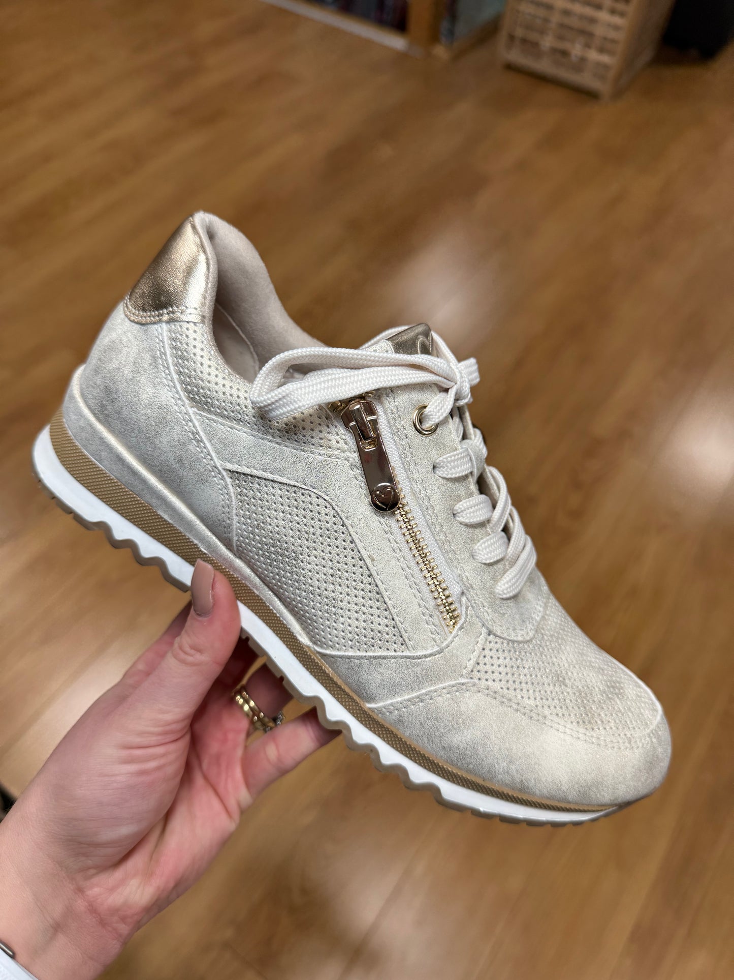 Marco Tozzi Dune Metallic Zip Trainer