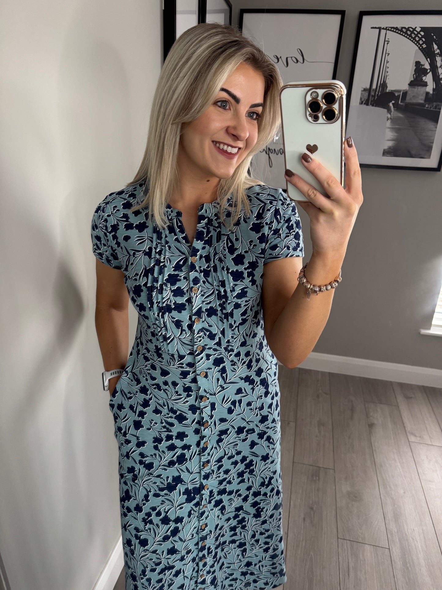 Brakeburn Shadow Floral Blue Dress