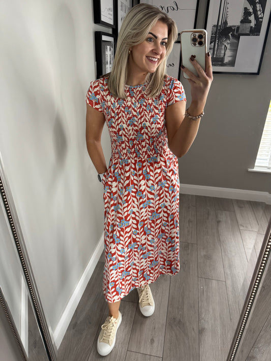 Brakeburn Spring Vine Coral Dress