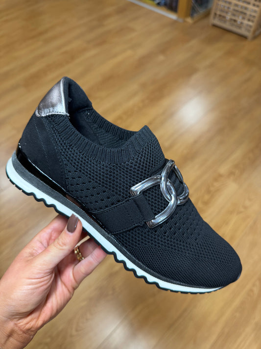 Marco Tozzi Black Slip On Trainer