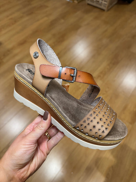 Refresh Taupe/Tan Wedge Sandal