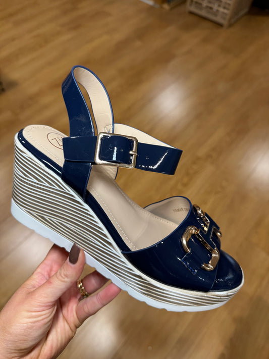 Zanni & Co Yamar Cobalt Wedge Sandal