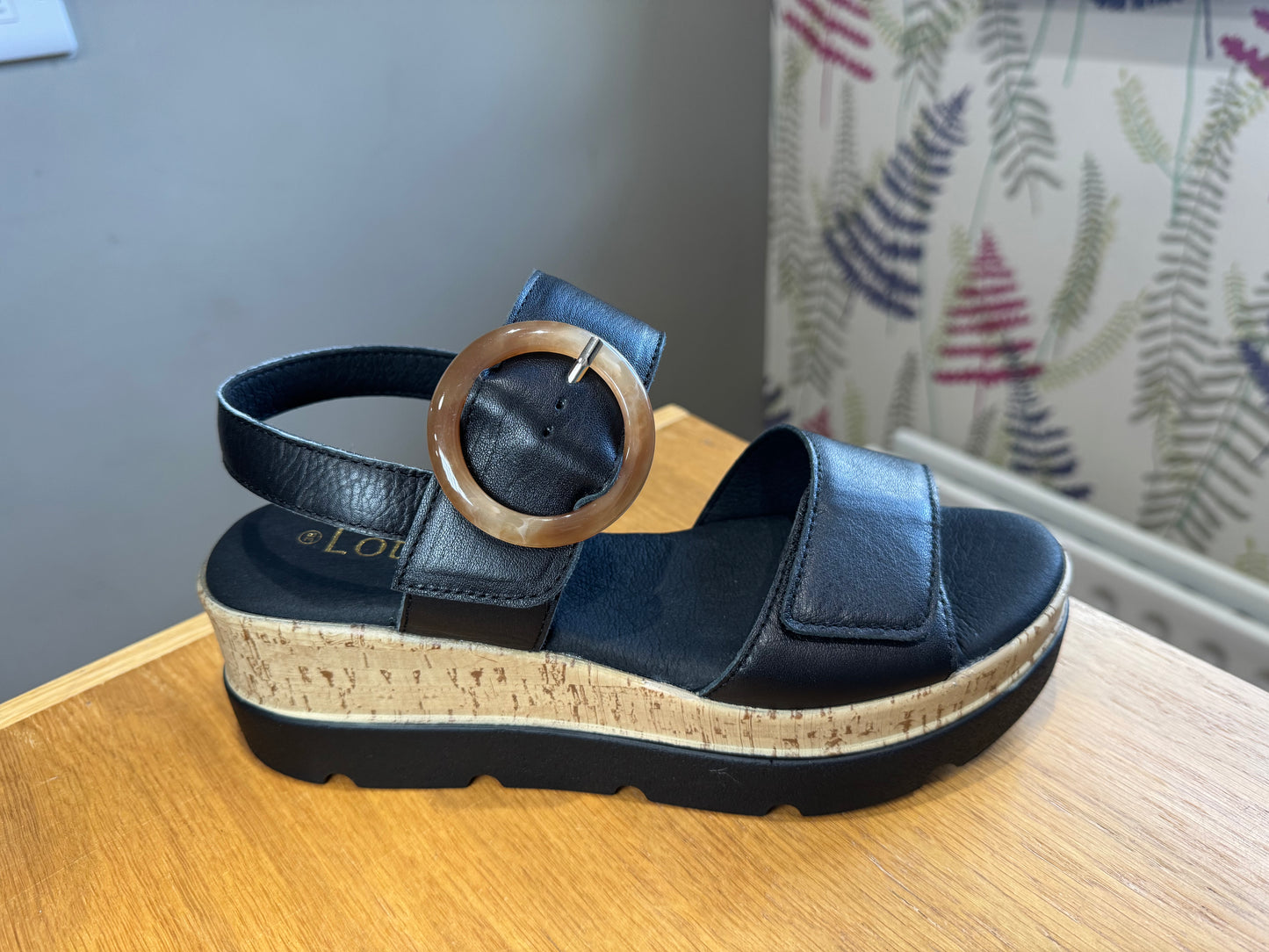 Lotus Cammie Black Wedge Sandal