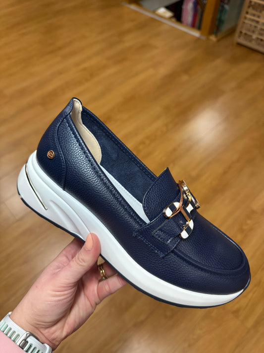 Zanni & Co Inashiki Navy Wedge Loafer