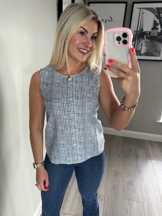 Nomads Navy/White Checked Blouse