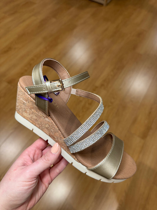Lotus Goldie Gold Wedge Sandal