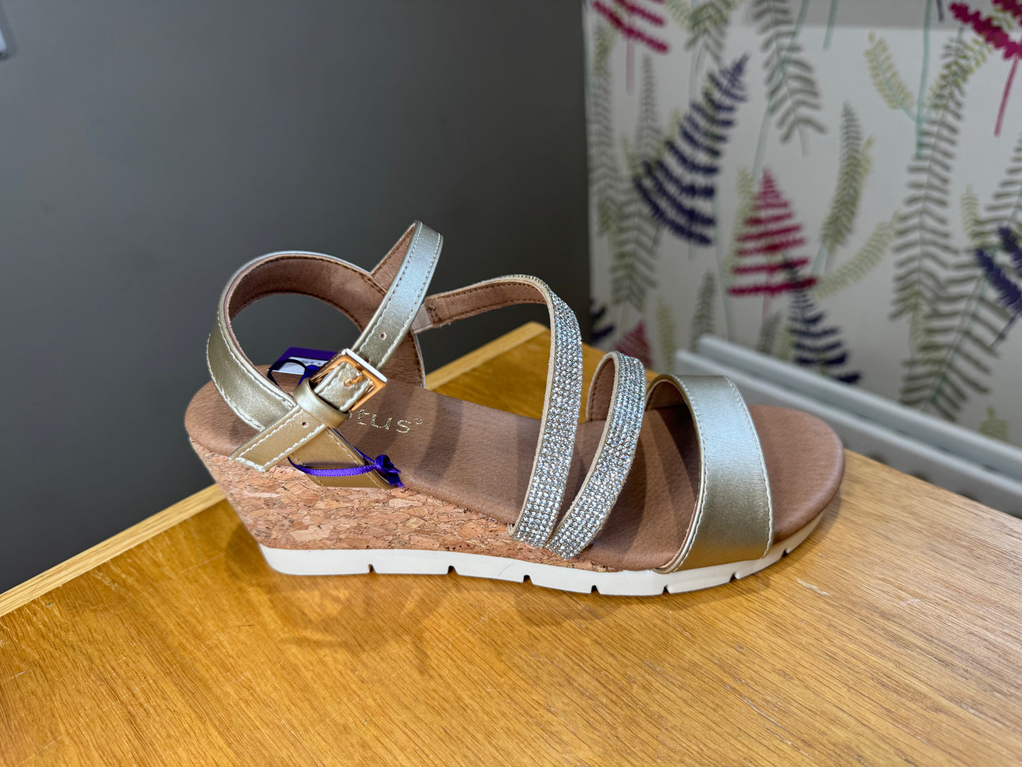 Lotus Goldie Gold Wedge Sandal