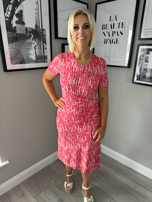 Brandtex Coral/Taupe Printed Dress