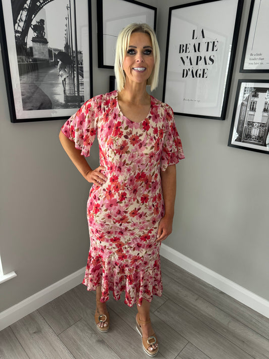 Adini Pink Print Dress