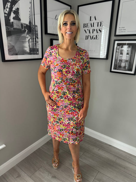 Adini Pink Multi Floral Dress