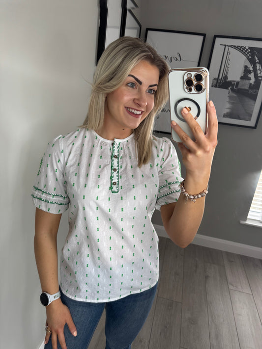 Brakeburn Shingle Green Blouse