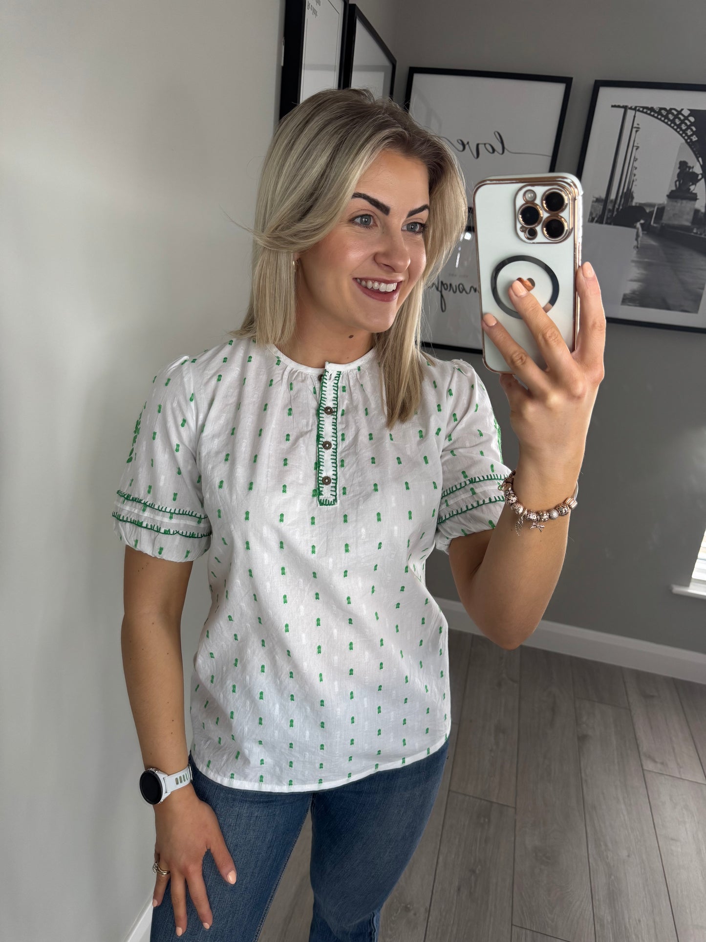 Brakeburn Shingle Green Blouse